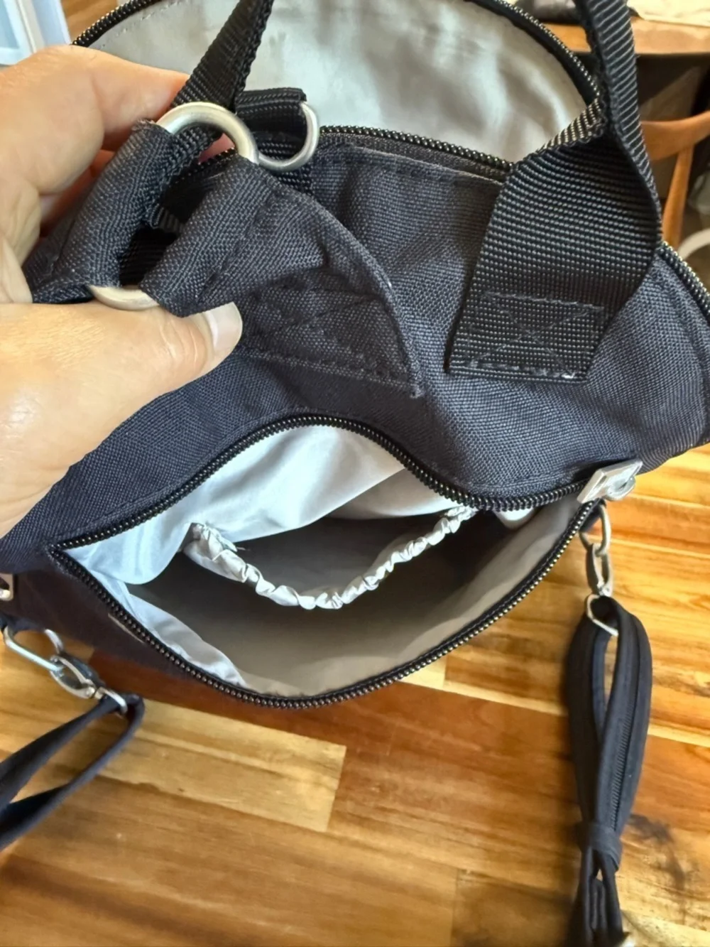 Unisex Baggallini Black and Heather Gray Convertible Backpack